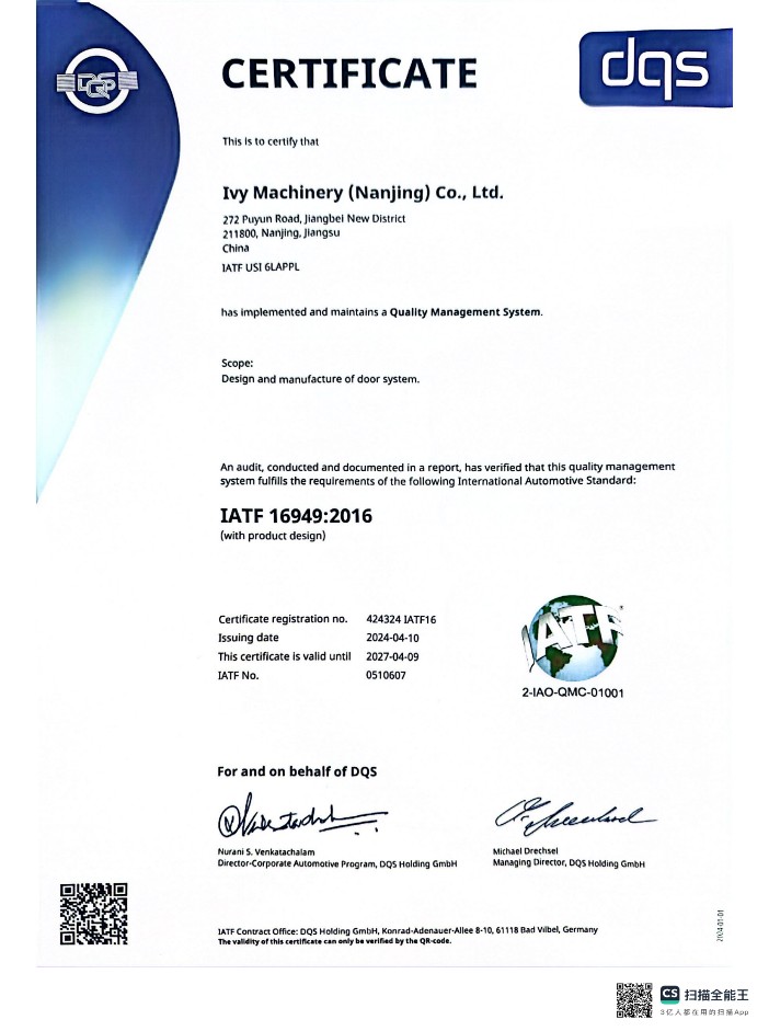 Quality System ISO 9001:2015, TS16949:2016